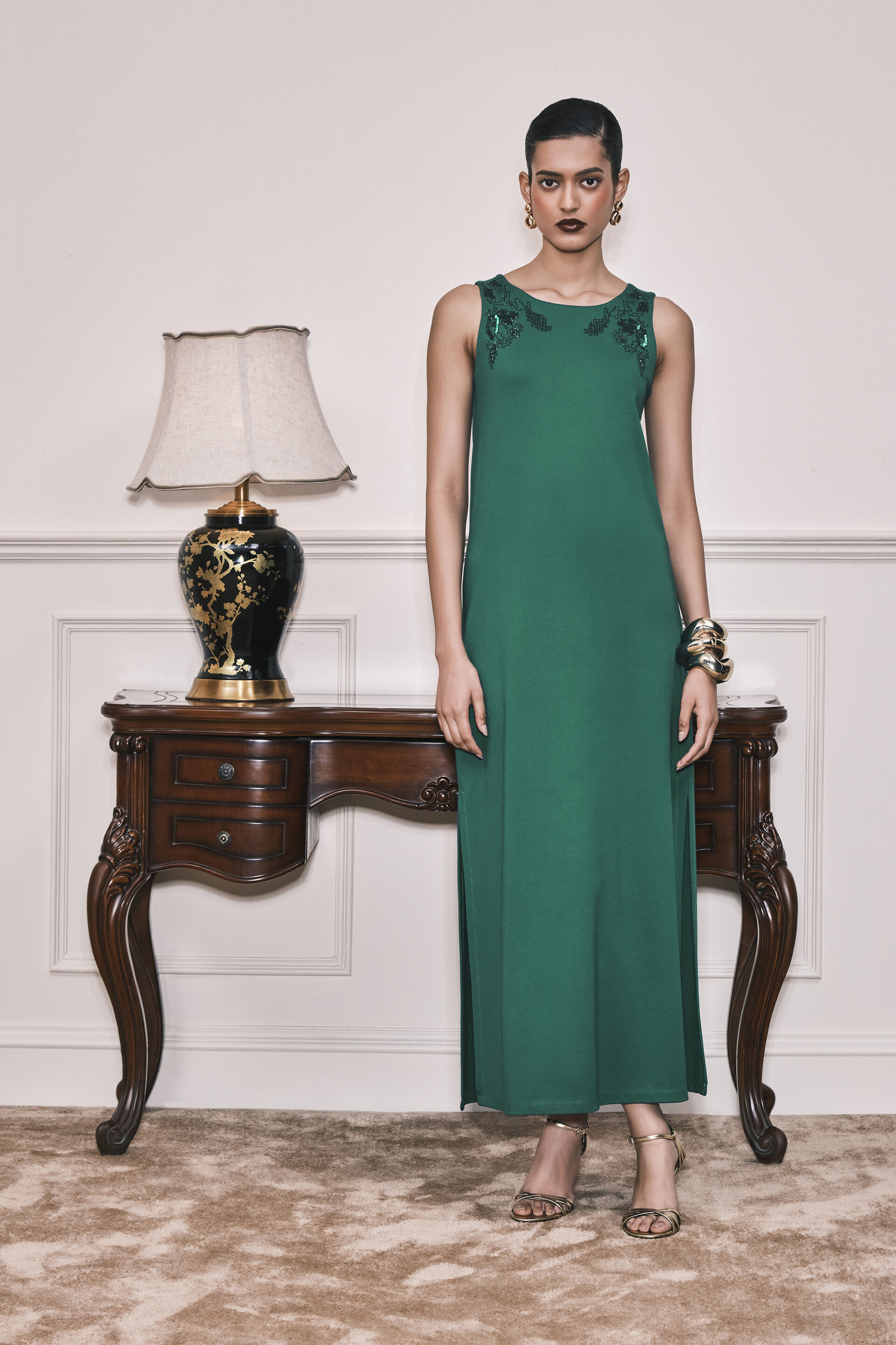 Glam N Glow Dress, Green, image 3